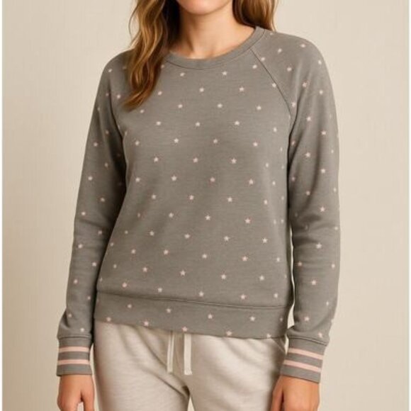 PJ Salvage Stars Pajama Top Peachy Lounge Sleep Gray & Pink Size Large NEW - Picture 1 of 5